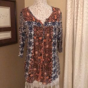 Multi-colored peasant top